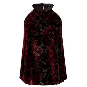 Torrid Halter Burnout Velvet Paisley Tunic Tank, Sz 0x